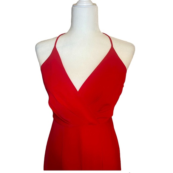 URBAN OUTFITTERS Red Wide leg Jumpsuit W/Halter Style Neckline & Side Zip Sz 2. - Picture 4 of 11
